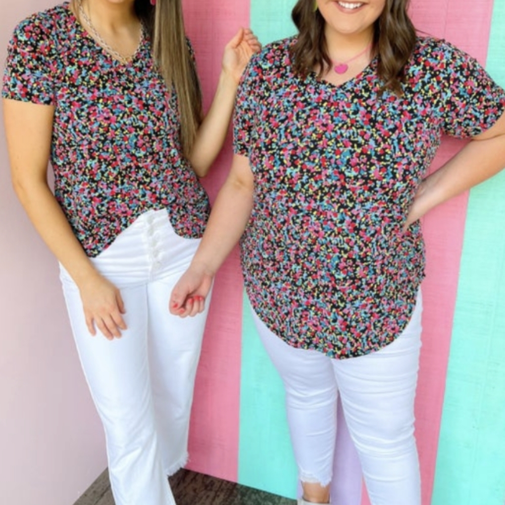 Retro print top XL